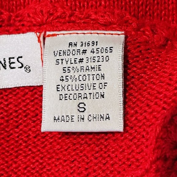 Victoria Jones Woman Christmas Beaded Sweater Small Red Cardigan Grandma Ugly - Picture 6 of 13